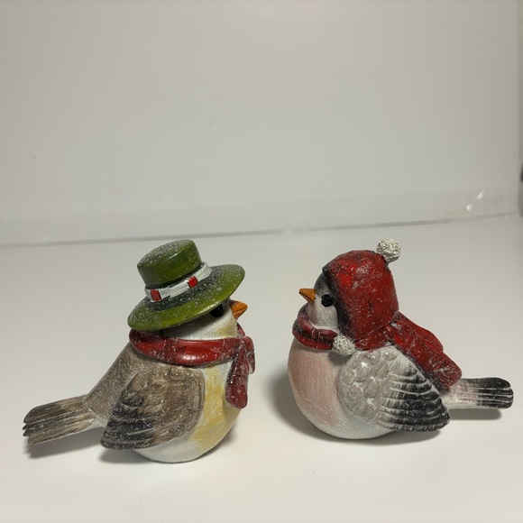 Kirklands Resin Birds of Winter Wearing Scarves Hats Set of 2  LIKE NEW Decor - Picture 15 of 16